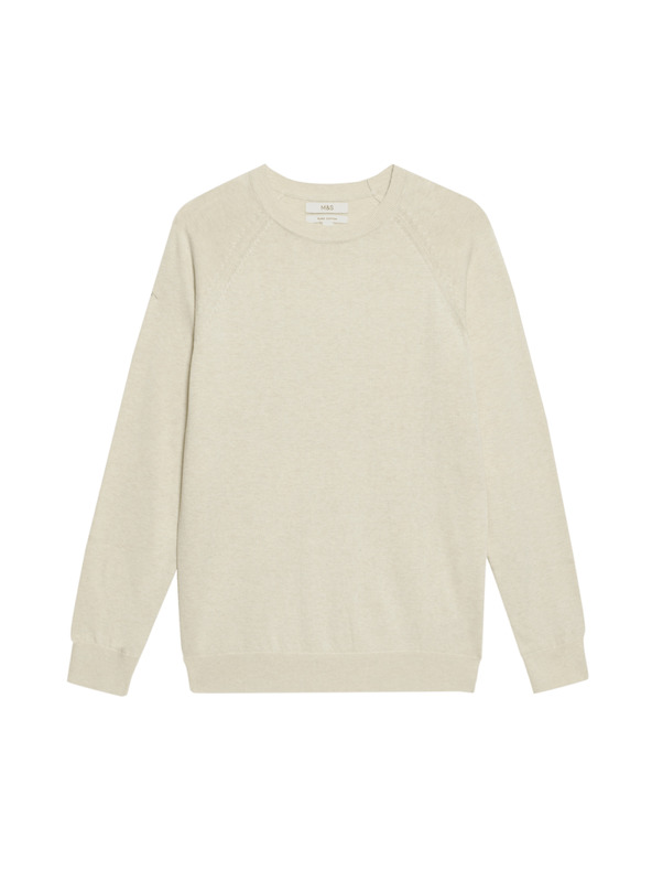 Marks & Spencer Čisti bombažni pulover z vratom Marks & Spencer zunaj bele barve