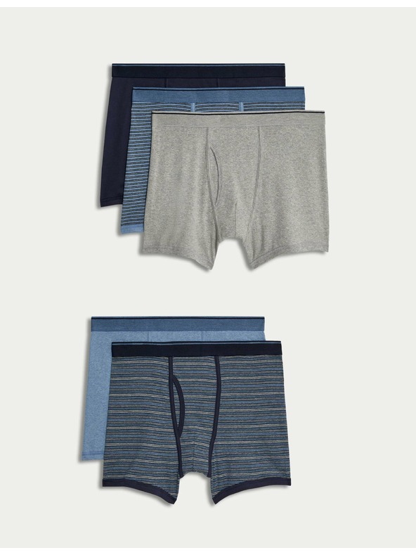 Marks & Spencer Komplet petih moških bokseric v modri barvi Marks & Spencer