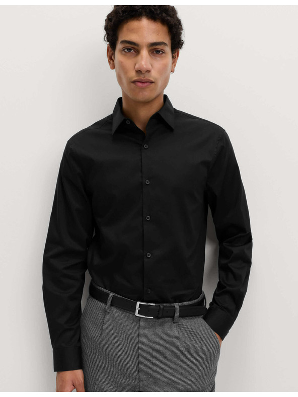 Marks & Spencer Črna moška bombažna srajca Marks & Spencer