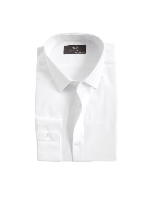 Marks & Spencer Srajca navadnega kroja, enostavna za likanje Marks & Spencer bela