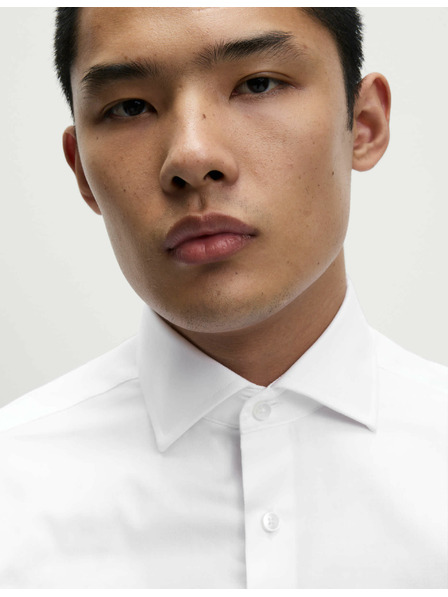 Marks & Spencer Razkošna bombažna srajca z dvojnimi manšetami ozkega kroja Marks & Spencer v beli barvi