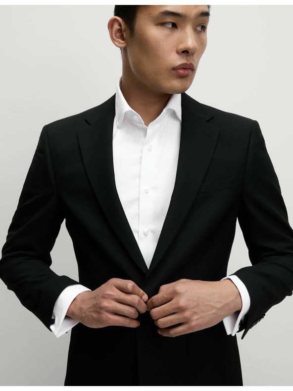 Marks & Spencer Razkošna bombažna srajca z dvojnimi manšetami ozkega kroja Marks & Spencer v beli barvi