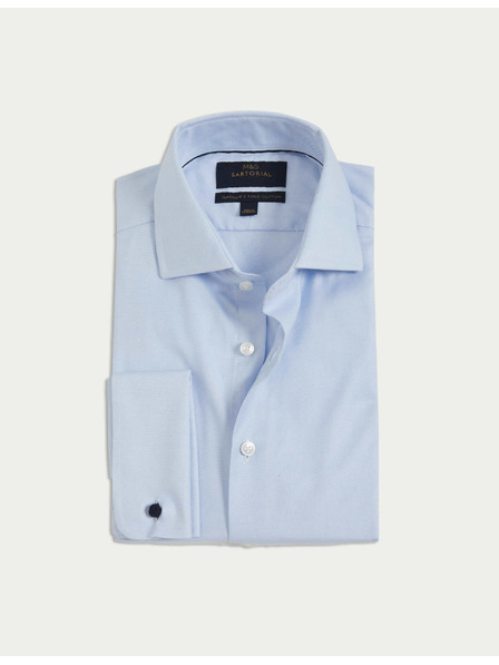 Marks & Spencer Rahlo prilegajoča se srajca iz razkošnega bombaža z dvojno manšeto Marks & Spencer