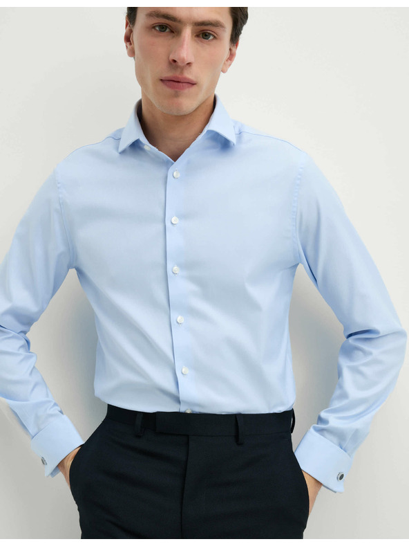 Marks & Spencer Rahlo prilegajoča se srajca iz razkošnega bombaža z dvojno manšeto Marks & Spencer