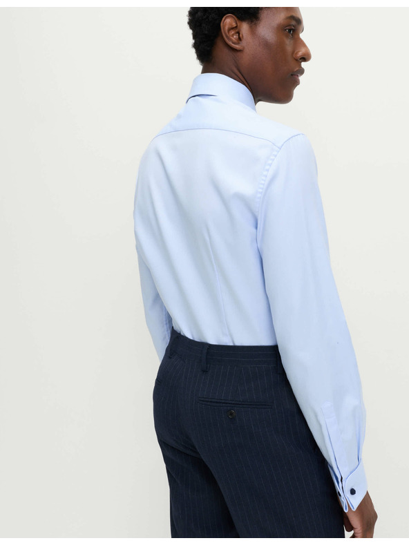 Marks & Spencer Srajca ozkega kroja iz razkošnega bombaža z dvojno manšeto Marks & Spencer modra