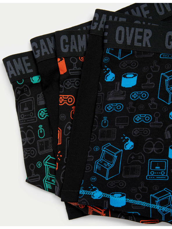 Marks & Spencer Bombažne kratke hlače z raztegljivim vzorcem in motivom igre, 3 kosi v paketu (5-16 let) Marks & Spencer