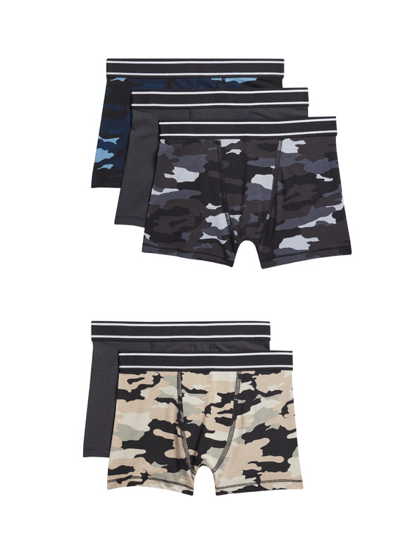 Marks & Spencer Bombažne maskirne kratke hlače z raztegljivim delom, 5 paketov (5-16 let) Marks & Spencer