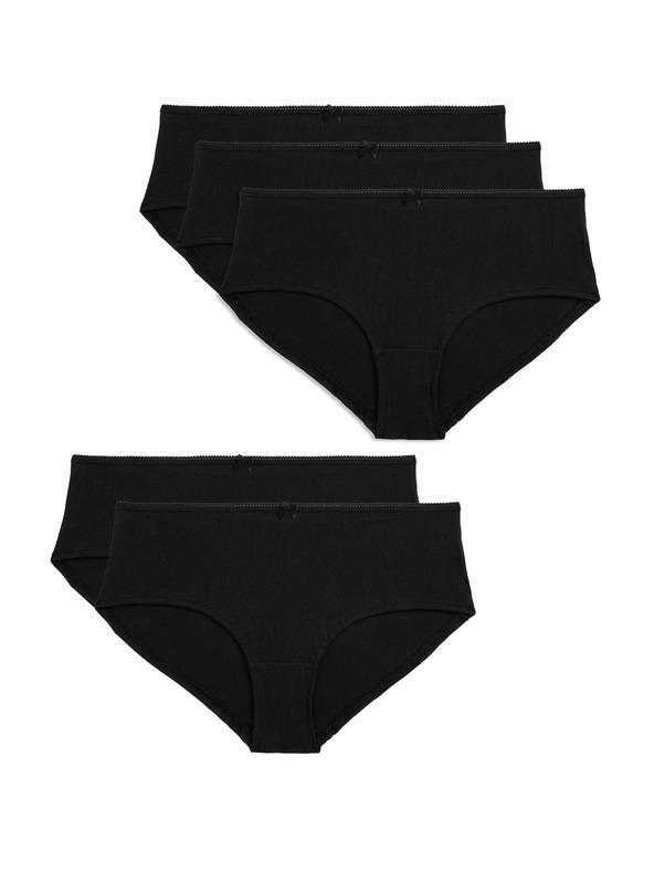 Marks & Spencer Kratke hlače z nizkim izrezom iz bombaža in lycre®, 5 kosov v paketu Marks & Spencer črne barve