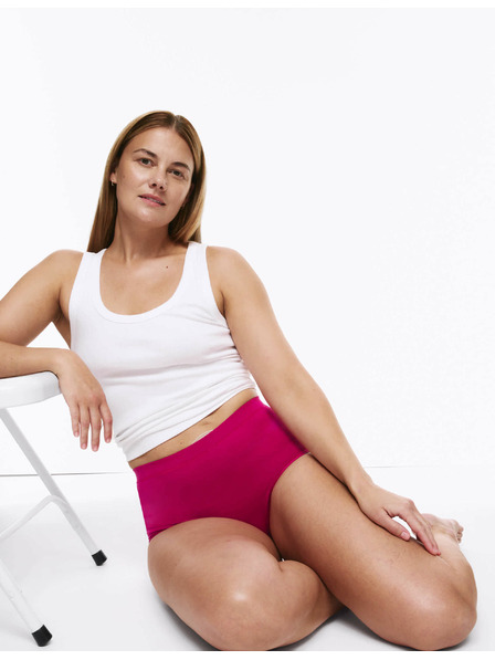 Marks & Spencer Stoma bombažne hlače z visokim pasom, 3 kosi Marks & Spencer roza