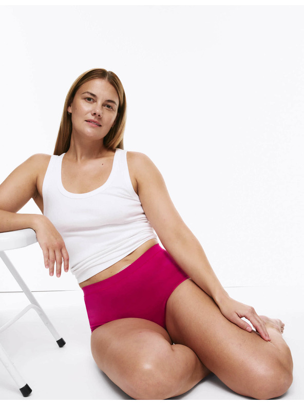 Marks & Spencer Stoma bombažne hlače z visokim pasom, 3 kosi Marks & Spencer roza