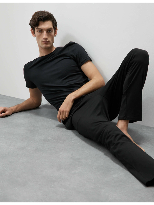Marks & Spencer Črne moške pižamske hlače Supima® Marks & Spencer