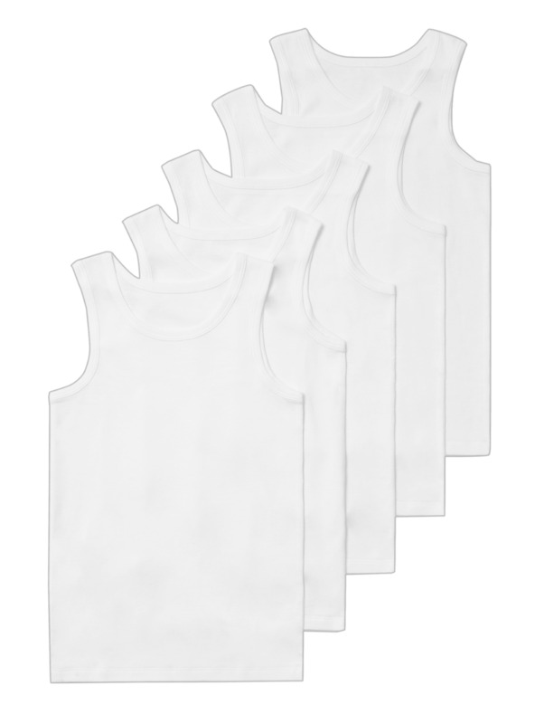 Marks & Spencer Tople majice iz čistega bombaža, 5 kosov (2-16 let) Marks & Spencer bela