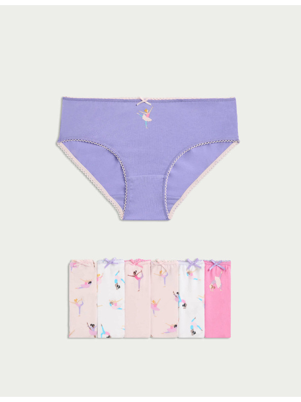 Marks & Spencer Komplet sedmih barvnih dekliških hlačk Marks & Spencer z balerino