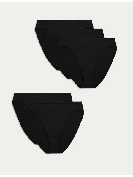 Marks & Spencer Komplet 5 hlačk za pas iz bombaža in modala, brez vidnih robov, visokega kroja Marks & Spencer črna