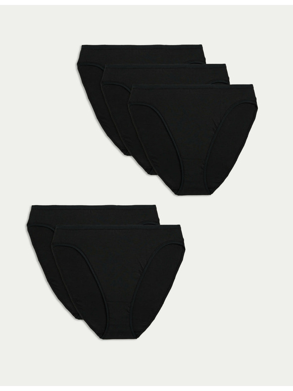 Marks & Spencer Komplet 5 hlačk za pas iz bombaža in modala, brez vidnih robov, visokega kroja Marks & Spencer črna