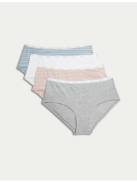 Marks & Spencer Komplet štirih ženskih hlač v sivi, rožnati, beli in modri barvi Marks & Spencer