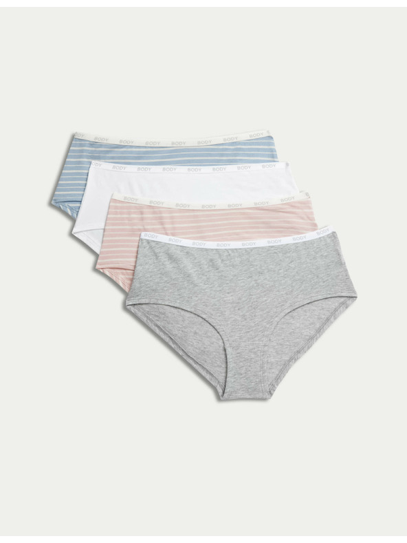 Marks & Spencer Komplet štirih ženskih hlač v sivi, rožnati, beli in modri barvi Marks & Spencer