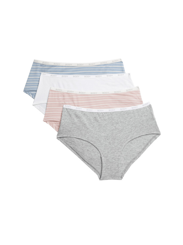 Marks & Spencer Komplet štirih ženskih hlač v sivi, rožnati, beli in modri barvi Marks & Spencer