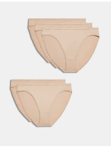 Marks & Spencer Komplet petih ženskih hlač z visokim pasom v bež barvi Marks & Spencer