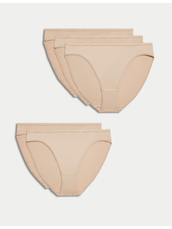 Marks & Spencer Komplet petih ženskih hlač z visokim pasom v bež barvi Marks & Spencer