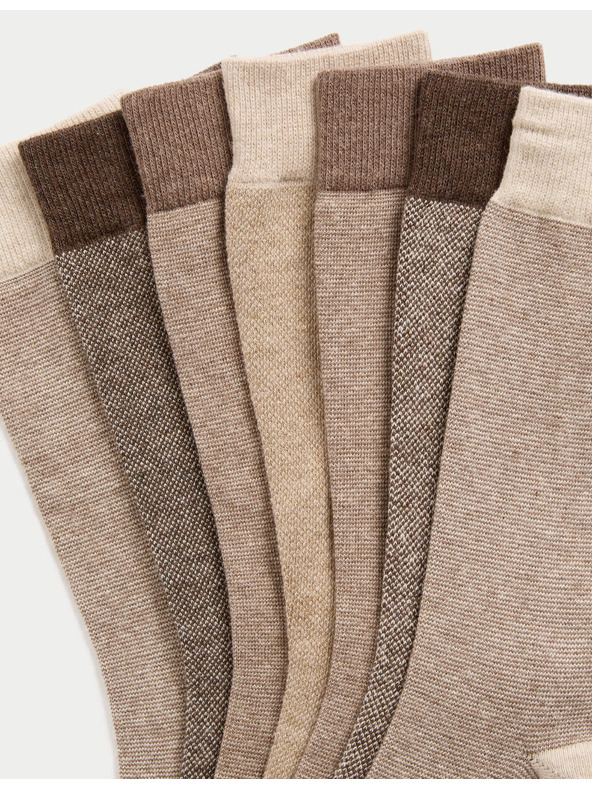 Marks & Spencer Komplet sedmih parov moških nogavic v rjavi barvi Marks & Spencer