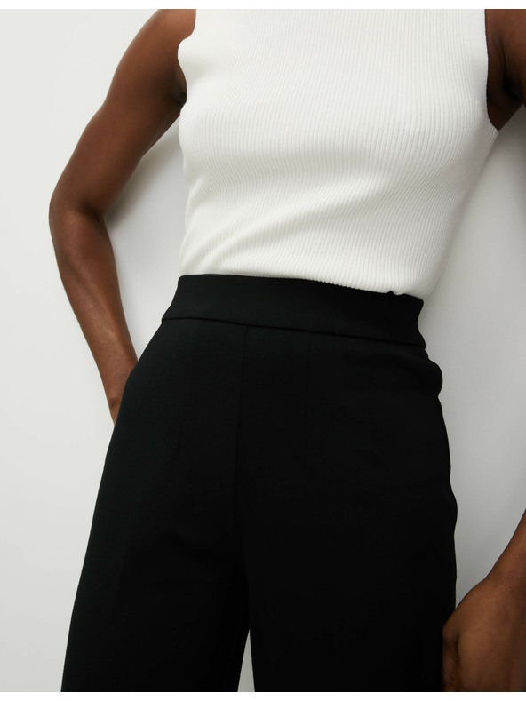 Marks & Spencer Črne ženske hlače Marks & Spencer iz džersija z ravnimi nogami