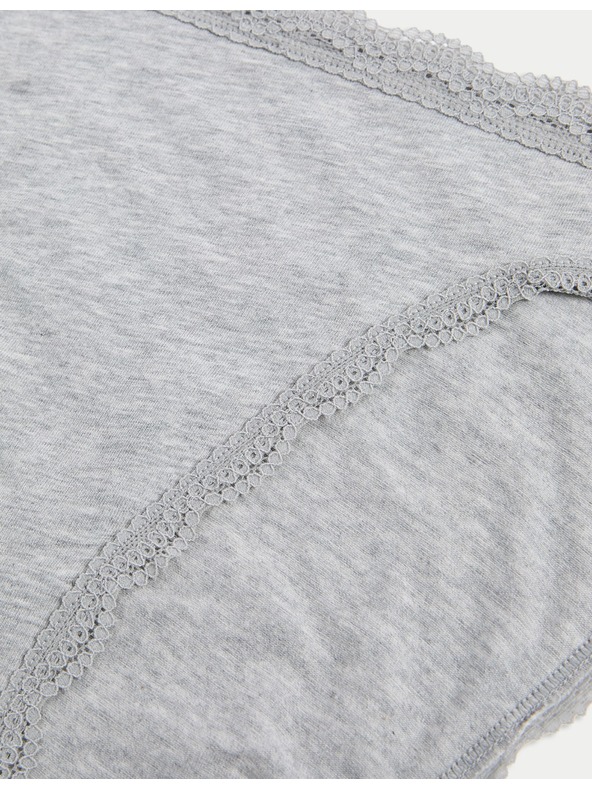 Marks & Spencer Bombažne čipkaste spodnjice z visokim pasom, 3 kosi Marks & Spencer zelena