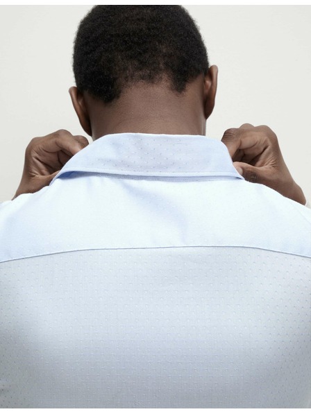 Marks & Spencer Srajca iz čistega bombaža rednega kroja z majhnimi pikami Marks & Spencer modra