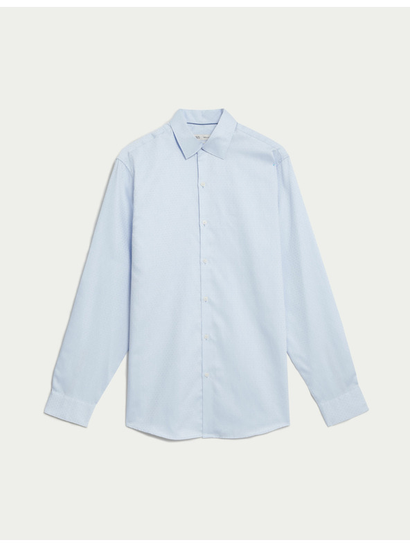 Marks & Spencer Srajca iz čistega bombaža rednega kroja z majhnimi pikami Marks & Spencer modra