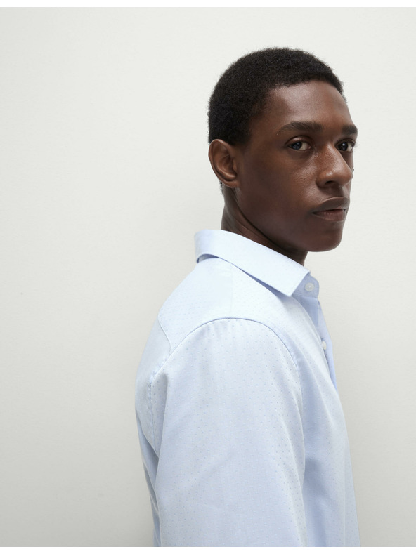 Marks & Spencer Srajca iz čistega bombaža rednega kroja z majhnimi pikami Marks & Spencer modra