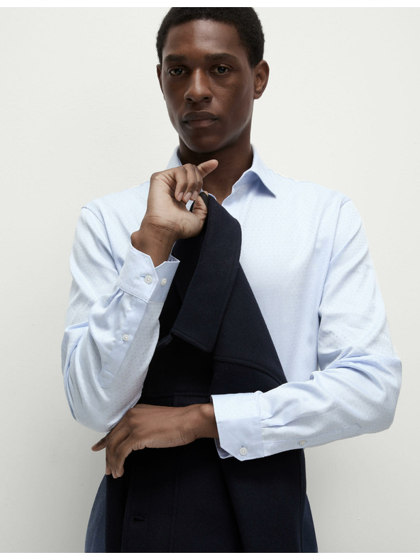 Marks & Spencer Srajca iz čistega bombaža rednega kroja z majhnimi pikami Marks & Spencer modra