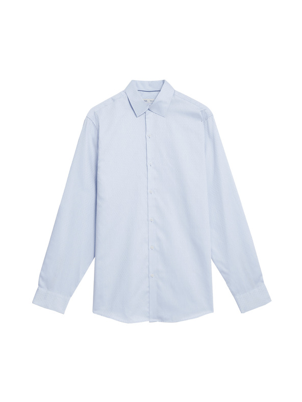 Marks & Spencer Srajca iz čistega bombaža rednega kroja z majhnimi pikami Marks & Spencer modra