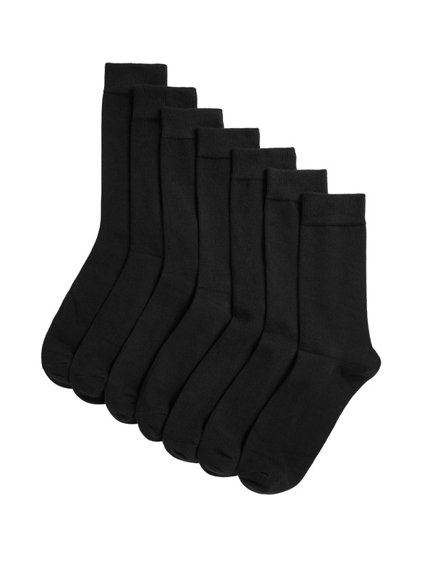 Marks & Spencer Komplet sedmih moških nogavic v črni barvi Marks & Spencer