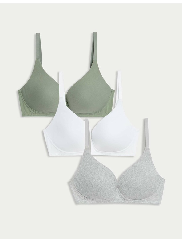 Marks & Spencer Gladek modrček s spodnjim delom dekolteja, velikost 4, velikost 5, s spodnjim delom. A-E, 3 pakiranja Marks & Spencer zelena