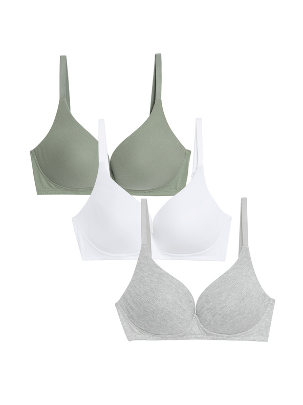 Marks & Spencer Gladek modrček s spodnjim delom dekolteja, velikost 4, velikost 5, s spodnjim delom. A-E, 3 pakiranja Marks & Spencer zelena