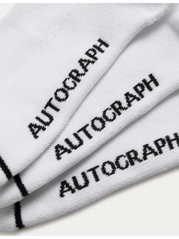 Marks & Spencer Športne nogavice iz mešanice bombaža Supima®, 3 kosi Marks & Spencer bela