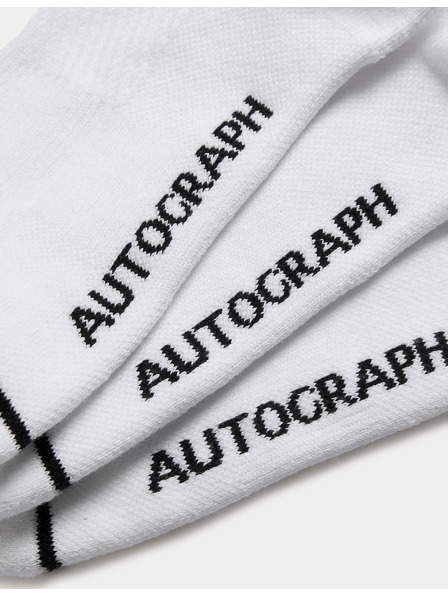 Marks & Spencer Športne nogavice iz mešanice bombaža Supima®, 3 kosi Marks & Spencer bela