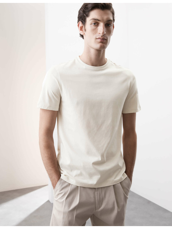 Marks & Spencer Tričko z prémiovej bavlny, úzky strih Marks & Spencer smotanové