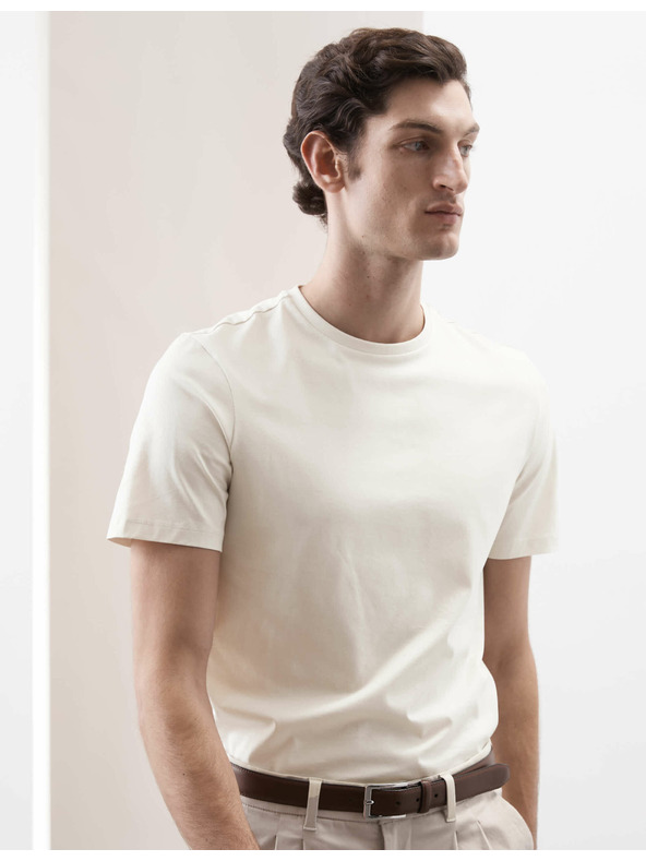 Marks & Spencer Tričko z prémiovej bavlny, úzky strih Marks & Spencer smotanové