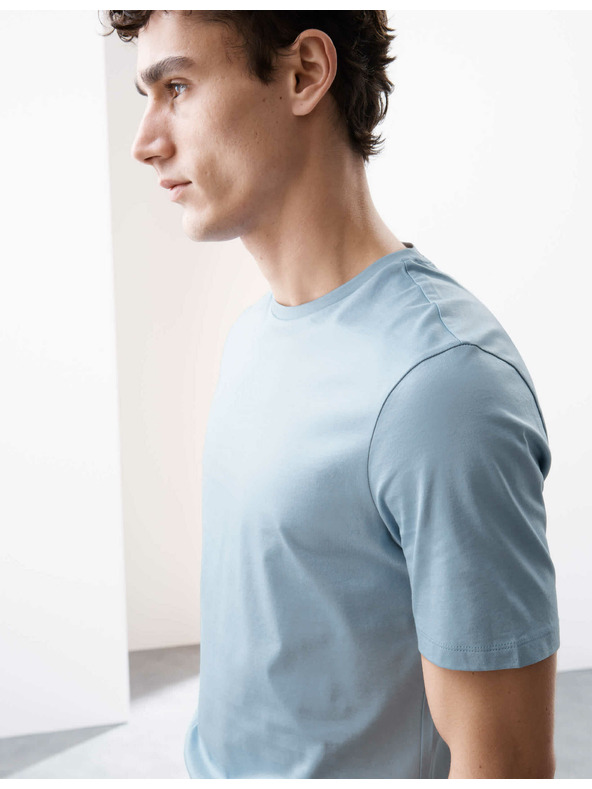 Marks & Spencer Tričko z prémiovej bavlny, úzky strih Marks & Spencer modré