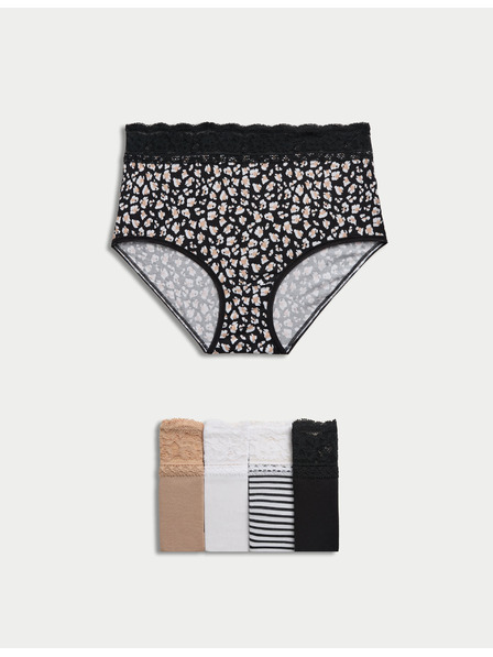 Marks & Spencer Hlačke v pasu s potiskom in visokim deležem bombaža, 5 kosov Marks & Spencer bela