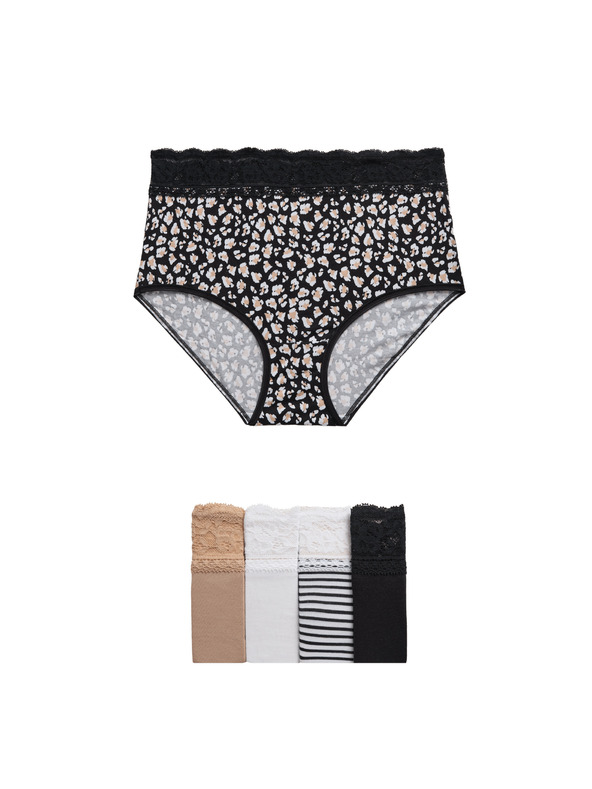 Marks & Spencer Hlačke v pasu s potiskom in visokim deležem bombaža, 5 kosov Marks & Spencer bela