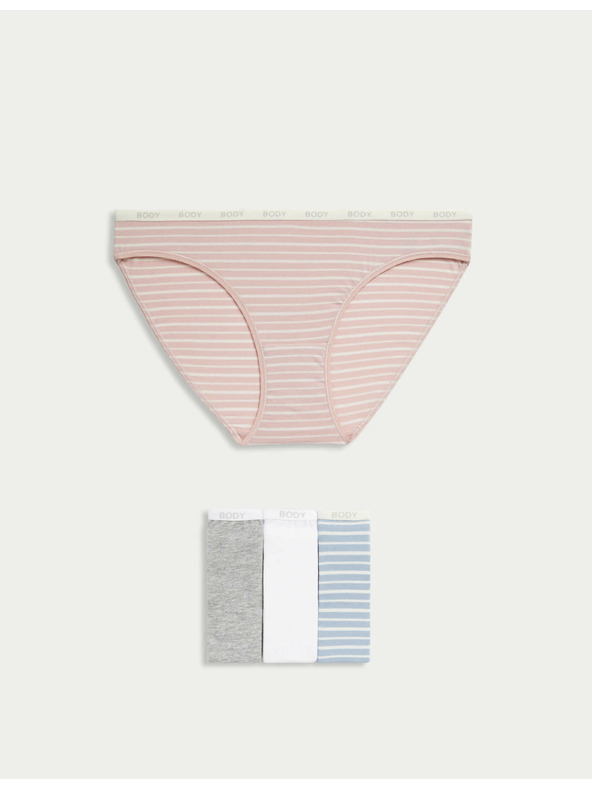 Marks & Spencer Bikinové nohavičky s vysokým podielom bavlny, sada 4 ks Marks & Spencer modrá