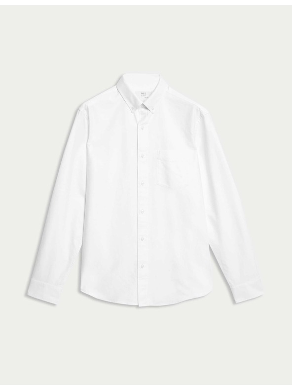 Marks & Spencer Košeľa Oxford užšieho strihu, z čistej bavlny Marks & Spencer biela