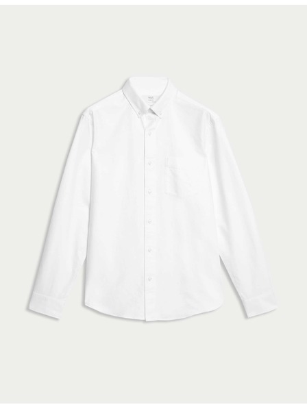 Marks & Spencer Košeľa Oxford užšieho strihu, z čistej bavlny Marks & Spencer biela