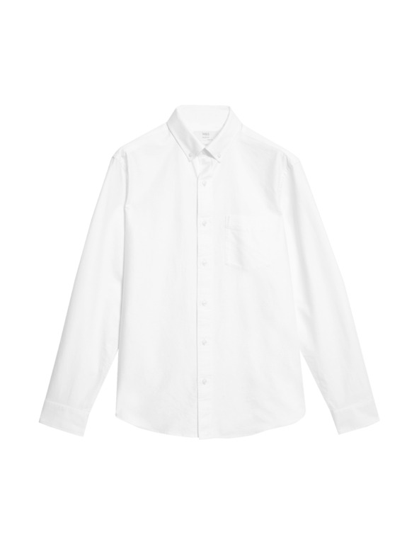 Marks & Spencer Košeľa Oxford užšieho strihu, z čistej bavlny Marks & Spencer biela