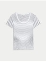 Marks & Spencer Prugasto majico z ovalnim izrezom, z visokim deležem bombaža Marks & Spencer bela