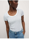 Marks & Spencer Prugasto majico z ovalnim izrezom, z visokim deležem bombaža Marks & Spencer bela