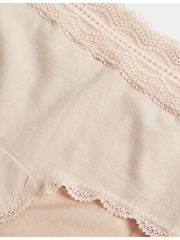 Marks & Spencer Kratke hlače z visokim pasom in visokim deležem bombaža, 3 kosi Marks & Spencer bež