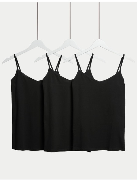 Marks & Spencer Naramna majica z visokim deležem bombaža, 3 kosi Marks & Spencer črna